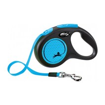 플렉시 독일 강아지 산책 자동 리드줄 테이프타입 3m 5m, 뉴네온_블루