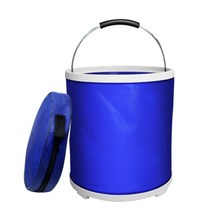 온클릭 폴딩 다용도 세차 낚시 버킷 물통, 블루, 20L