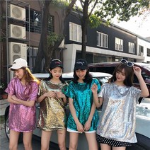스팽글 반짝이 반팔 티셔츠