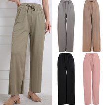 이너피아 여자 여름 찰랑 밴딩 바지 44~77 빅사이즈 시원한 여성 긴 고무줄 바지+고리수건