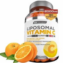 프리미엄 리포솜 비타민 C 2000mg - 180 캡슐 - 매우 강력한 흡수력의 아스코르빈산 면역 시스템 및 콜라겐 부스터 지원 - 강력한 항산화 고용량 지용성 비타민 C