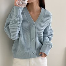 봄 기본 무지 베이직 심플룩 브이넥 단추 루즈핏 박시핏 하찌 니트 가디건