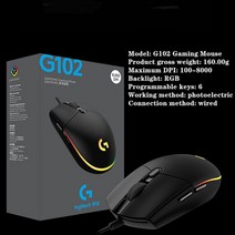 로지텍버티컬마우스 오리지널 로지텍 G502HERO/G102/G903 HERO/G90 게임용 RGB 기계식 카운터 웨이트 유선, 01 New G102 Black, 한개옵션1