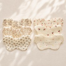 (6개/1set) 엘린베베 고급 여아 면 거즈 턱받이 유아 신생아 아기 침받이