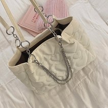 캔버스 쇼퍼백피치 하트 체인 캔버스 가방 여성용 새로운 패션 귀엽고 귀여운 토트 백 학생 클래스 대용