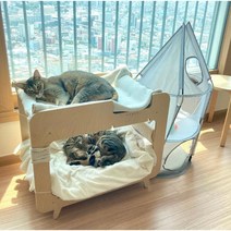 2층 고양이 숨숨집 원목 하우스 박스 가구 침대 케이지 편안한, 침대만