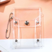 투명 똑딱이 파우치 세로형 PVC 지갑 포카 포토카드 수납 보관