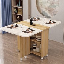 북유럽풍 확장형 접이식 식탁테이블 식탁 4인용 6인용 다용도 테이블 라이트, 모방흰색 대리석얕은 캐비닛/직사각형1.4m(식탁)