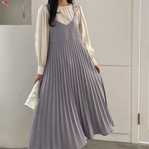 스위트플러스 임부복 봄 하객 클레식 플리츠 롱 나시 원피스