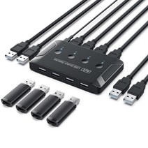 셀렉터YYDS USB KVM 스위치 2.0 선택기 Windows10 PC 키보드 마우스 프린터 4 공유 장치, 한개옵션0