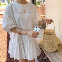 THB206329여성 레이스 미니 원피스 내추럴핏 루즈핏 스타일
