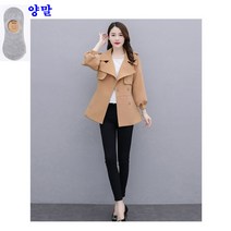 양말포함 숏 아우터 여자 가을코트 여성 트렌치코트 가을 겨울 캐주얼 슬림핏