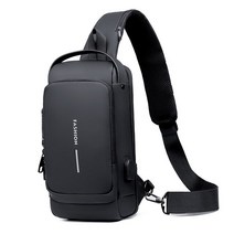 남자 오토바이 가방 여행 어깨 방수 스포츠 가슴 도난 방지 암호 Crossbody USB 충전 슬링