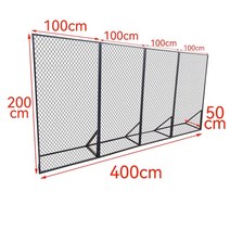 네트 철망 파티션 진열대 전시대 칸막이 그물망, 100x200cm 4개 블랙 뒷받침