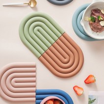 레인보우 실리콘 냄비받침 다용도 패드, 브라운 1개