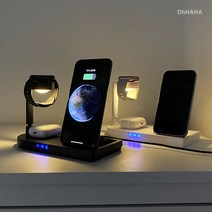 오하하 3in1 갤럭시 아이폰 애플 워치 에어팟 버즈 무선 충전기 거치대 15W, 삼성 갤럭시 심플 화이트