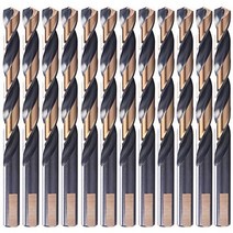 12 PC 73234 hss 검정색 및 금색 코팅 트위스트 드릴 비트 금속 드릴 연강 구리 알루미늄 아연 합금 등을 드릴링하는 데 이상적입니다. 비닐 봉지에 포장