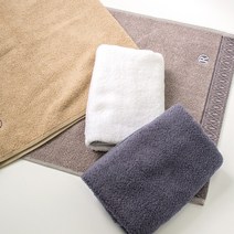 보카시 R 자수 타올 80x40cm 면 죽사 뱀부얀 170g 국산 수건 답례품, 베이지