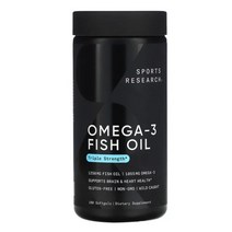 스포츠 리서치 오메가3 피쉬 오일 3배 강도 1 250mg 소프트젤 180정, 1개, 오메가-3 피쉬 오일