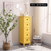 약장 엔틱가구 30cm 원목 서랍 수납장 틈새 폭좁은 캐비닛 주방 욕실, 옐로우 5단