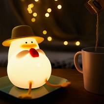 라이트테라피 취침등Lying Duck LED 야간 조명 실리콘 충전식 밝기 터치 램프 분위기 테이블 침실 데스크, 02 With Hat
