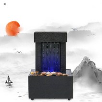 분수 가습기 실내 빗소리 천연 우산 집들이선물 미니 데스크탑 폭포 분수 물 기능 Fengshui LED 흐름 탁상