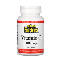 네추럴팩터스 비타민 C 1000mg 플러스 바이오플라보노이드 & 로즈힙 타블렛, 90개입, 4개