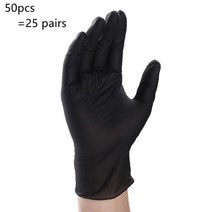 가사 가정 청소 자동차 수리 문신 세차를 위한 일회용 검은색 내화학성 니트릴 장갑, S, Black  50pcs