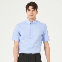 코디갤러리 STCO 블루 버튼다운 카라 반팔 셔츠