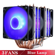 튼튼한 6히트 파이프 RGB CPU 쿨러 라디에이터 사일런트 PWM 4PIN 150W 인텔 LGA 1200 1366 2011 X79 X99 A, 06 3FANS BLUE