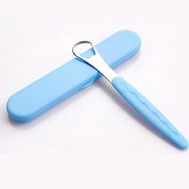 혀클리너 혓바닥청소 혀스크래퍼 백태제거 스테인레스 스틸 혀 스크레이퍼 클리너 구강 브러시 여행 케이, 02 Blue