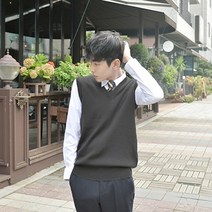 기타 바보사랑[지엔제이커머스]지앤제이 보풀방지 그레이 롱 교복조끼(남자)