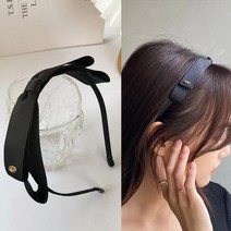 워더미 우아 세틴 더블 리본 블랙 헤어밴드 머리띠 F400