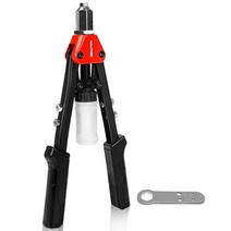 HAUTMEC 팝 리벳 건 33cm(13인치) 노동 절약 핸드 리베터 5개의 교체 가능한 노즈 피스 및 수집 병 HT0129-HR