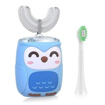 아동용 전동 칫솔 U자형 칫솔 6가지 모드가 있는 아동용 초음파 자동 칫솔 풀/전체 입 아기 칫솔 IPX7 방수(라이트 블루), Light Blue