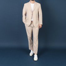 WWO 남자 빅사이즈 시어서커 수트 반 밴딩 슬랙스 SET