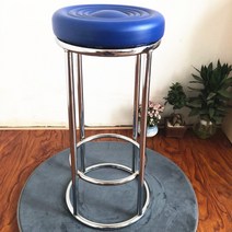 JINGHENG 스툴 바의자 세고리 하이 스테인레스 높은의자 가정용 둥근의자 스마트폰 카운터의자 게임, T22-블루 75CM블루 플랫발판