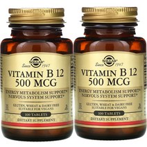 2개세트 솔가 비타민B12 500mcg 100정 시아노코발라민 칼슘 만니톨 비건