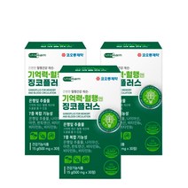 여성 식약청 은행잎 추출물 떨림 징코 징크 혈행 머리 뇌 혈관 에 좋은 영양제 식품 부모님 노인 순환 영양제 보조 식약처 인정 홈쇼핑 추천 머리에 40대 50대 60대, 3개(3개월분)