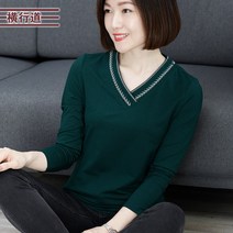 V 넥 솔리드 컬러 자수 캐주얼 여성 빅사이즈 봄 셔츠