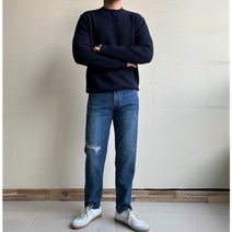 맨즈클래식 남자 슬림일자핏 디트로이드 밑단 컷팅 찢청바지