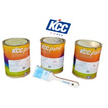 KCC유크릴 안전표지용 형광 페인트1L+PP평붓2인치(황색 오렌지색 적색) 공항보안시설용, 형광페인트(적색)