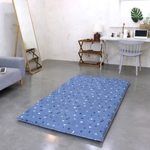 양면누빔 바닥에 까는 3단 접이식 폴리곤 요매트(매트커버+매트솜 포함) S/SS/Q 자체제작, 폴리곤 블루