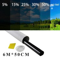 자동차 썬팅 필름 VLT 블랙 차량 창문 포일 착색 6M x 50CM 튜브 패키지 포함 롤 자동 홈 유리 솔라 UV 프로텍터 스티커, [02] 5 Percent Clear, 02 5 Percent Clear