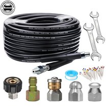 노즐 키트가 있는 압력 와셔 용 15M 하수 분사기 펌프 청소 호스 500PSI 클리너 1/4 "NPT, 01 15m kit