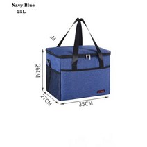 새로운 대용량 단열 열 쿨러 가방 야외 피크닉 캠핑 식품 포장 가방 학생 보온 도시락 냉장고 가방, navy-25L