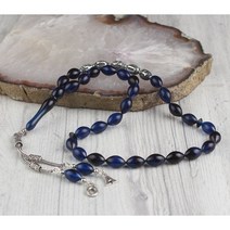묵주반지 33 구슬 압착 호박 묵주 이름 기록 무슬림기도 Tasbih 수제 Misbaha 이슬람 터키 스타일 보석 Subha 캡슐 컷 순수 925 스털링 실버 술
