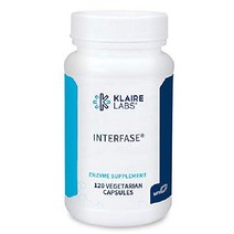 Klaire Labs Interfase - GI 장내 식물상 균형 지원 소화 효소 블렌드 유제품 무함유 (120 식물성 캡슐), 120 카운트(1팩)