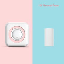 핸드폰 블루투스 미니 포토 프린트기 라벨 인쇄기 휴대용 프린터 포켓 열전사 인쇄 호환, 핑크 -1 롤