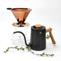 웨어드 홈카페 올인원 핸드드립세트 600ml 드립포트 (화이트&블랙), 로브패키지02 세트 (포트_블랙)
